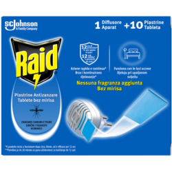 RAID DIFFUSORE PIASTRINE ANTIZANZARE + 10 PIASTRINE
