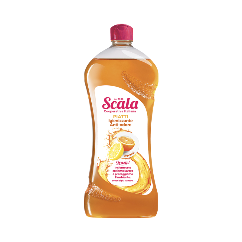 SCALA DETERSIVO PIATTI IGIENIZZANTE ANTI-ODORE AGLI AGRUMI 750 ML.