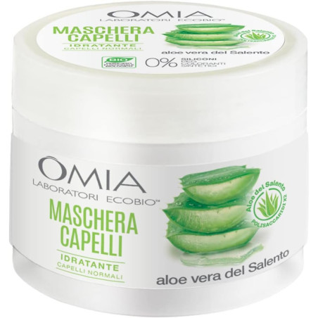 OMIA LABORATOIRES ECOBIO MASCHERA CAPELLI IDRATANTE ALL'ALOE VERA DEL SALENTO 0% SILICONI 250 ML.