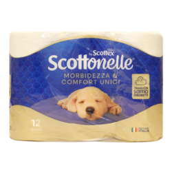 SCOTTONELLE BY SCOTTEX CARTA IGIENICA TRAMA CON SOFFICI CUSCINETTI 12 ROTOLI