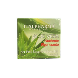 ITALPHARMA CREMA GIORNO VISO, COLLO E DECOLLETE' ALOE VERA NUTRIENTE E RIGENERANTE PER PELLI SECCHE E SENSIBILI 50 ML.