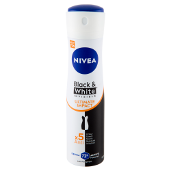 NIVEA DEODORANTE SPRAY BLACK&WHITE INVISIBLE ULTIMATE IMPACT  72H ANTIx5 150 ML.