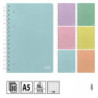 QUADERNO A SPIRALE FORMATO A5 5MM A QUADRETTI SENZA MARGINI COPERTINA E FOGLI FORATI - COLORI PASTELLO