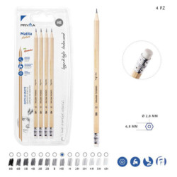 MATITA NATURA CON GOMMA HB BLISTER DA 4 PEZZI