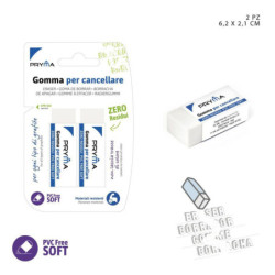 GOMMA BIANCA PER CANCELLARE 6x2x1 CM - BLISTER DA 2 PEZZI