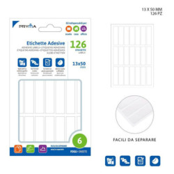 ETICHETTE ADESIVE TRASPARENTI 1.3x5 CM - 126 ETICHETTE