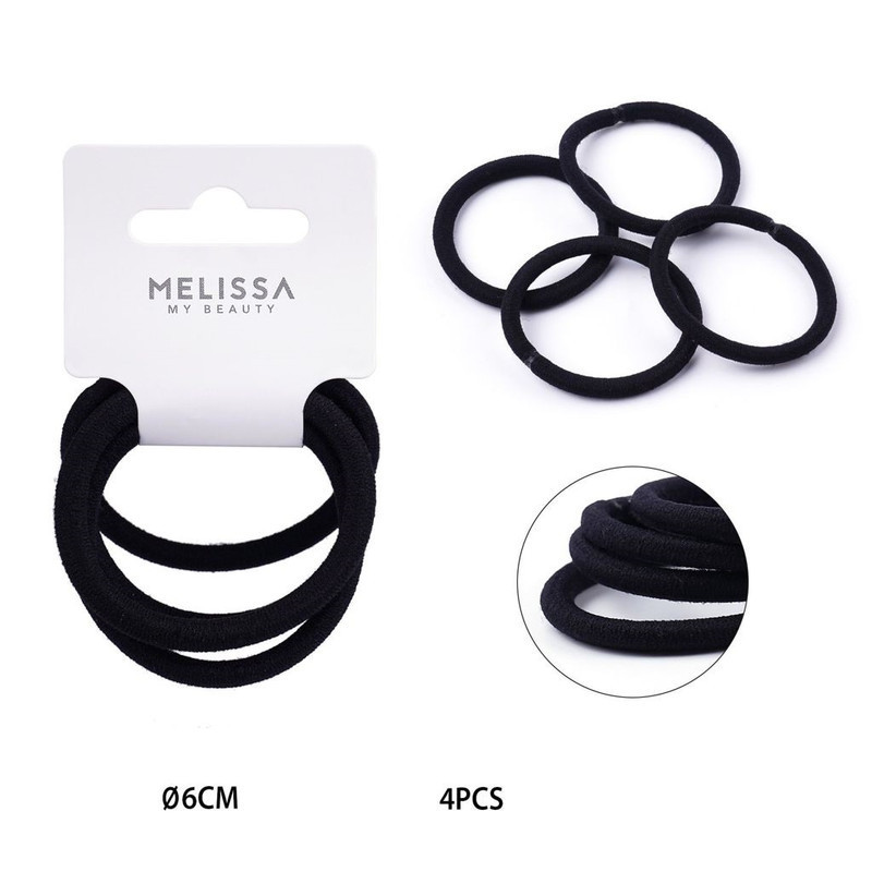 ELASTICI PER CAPELLI NERI DA 6 CM 4 PEZZI