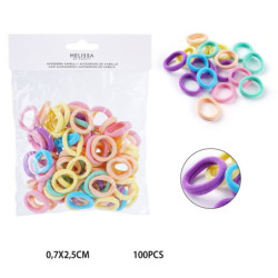 ELASTICI COLORATI PER CAPELLI 0,7x2.5 CM - 100 PZ