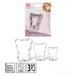STAMPO IN ACCIAIO PER BISCOTTI A FORMA DI ORSETTO 3 PEZZI