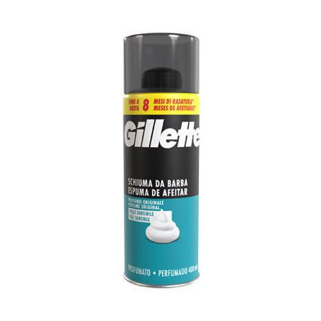 GILLETTE SCHIUMA DA BARBA PROFUMO ORIGINALE PER PELLI SENSIBILI 400 ML.