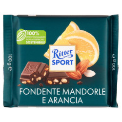 RITTER SPORT CIOCCOLATO FONDENTE CON MANDORLE E ARANCIA 100 GR.
