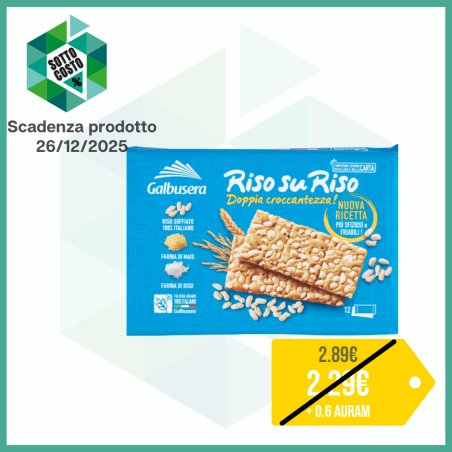 GALBUSERA RISO SU RISO DOPPIA CROCCANTEZZA CRACKER CON RISO SOFFIATO 12 PACCHETTI 380 GR.