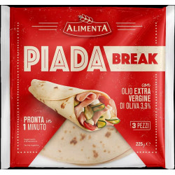 ALIMENTA PIADA BREAK CON OLIO EXTRA VERGINE DI OLIVA PRONTA IN 1 MINUTO 3 PEZZI 225 GR.