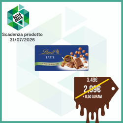 LINDT TAVOLETTA DI CIOCCOLATO AL LATTE CON NOCCIOLE IGP 100 GR.
